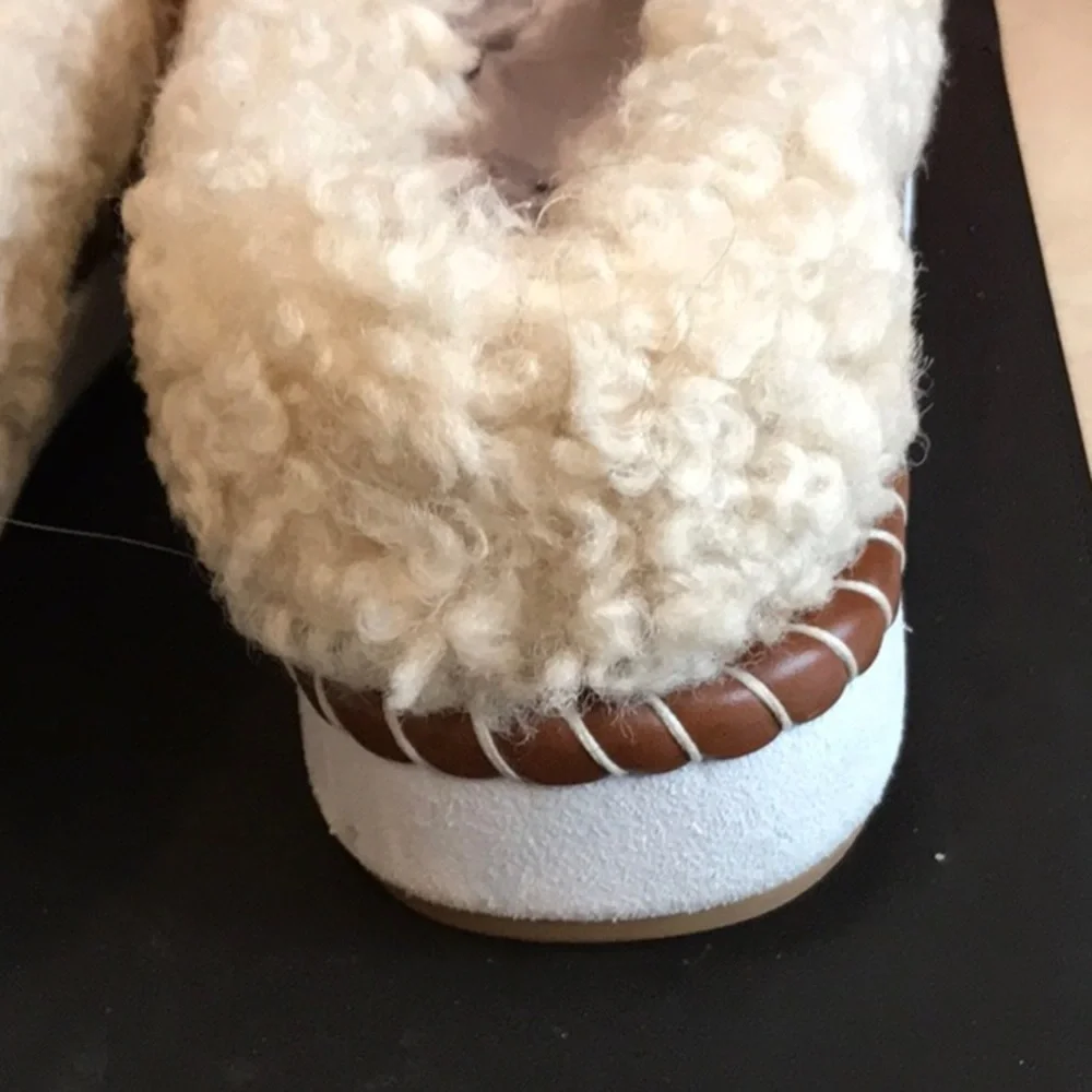 TORY BURCH SUEDE SHEARLING LOGO LOAFER SLIPPERS - Picture 5 of 10